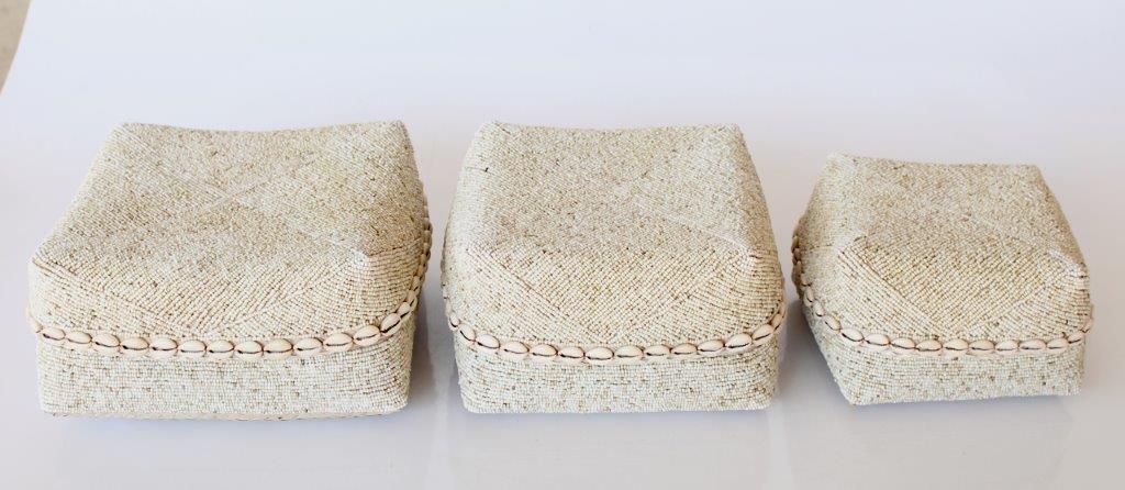 Natural Beaded Offering Basket Shell Detail